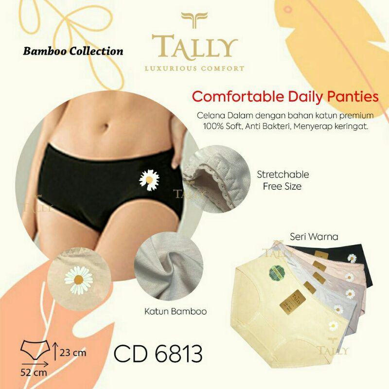 Celana Dalam Wanita Katun bamboo Polos motif bunga Tally CD 6813