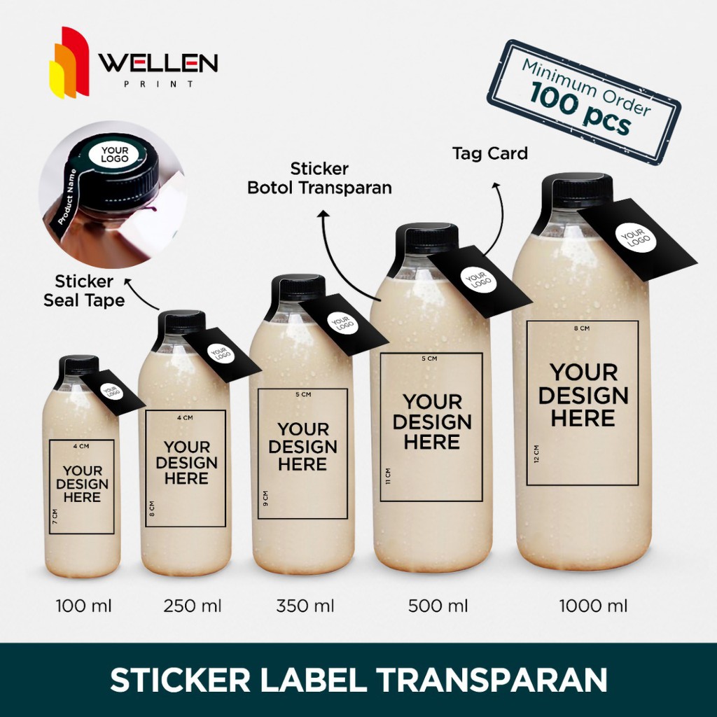 Sticker botol minuman transparant sticker label kopi 