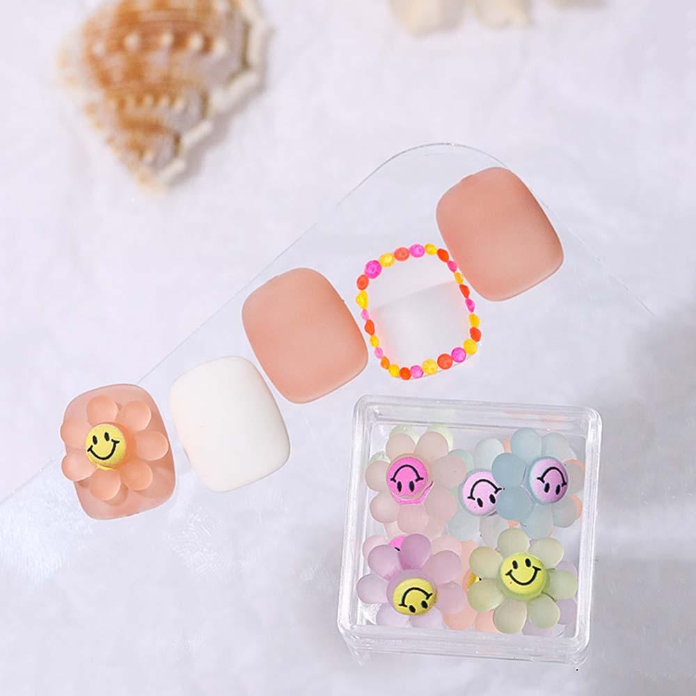 AUGUSTINA Agustina Smiley Face Nail Art Dekorasi Warna Pelangi Tiga Dimensi Kartun DIY Aksesoris Kuku