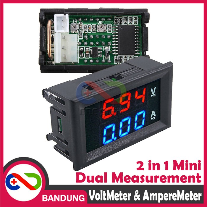 DUAL MINI VOLTMETER AMMETER AMPERE METER LED 0-100V 0-10A DC