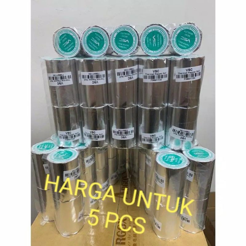 

KERTAS STRUK THERMAL 58mm x 40mm MERK VSC HASIL CETAK BAGUS JELAS