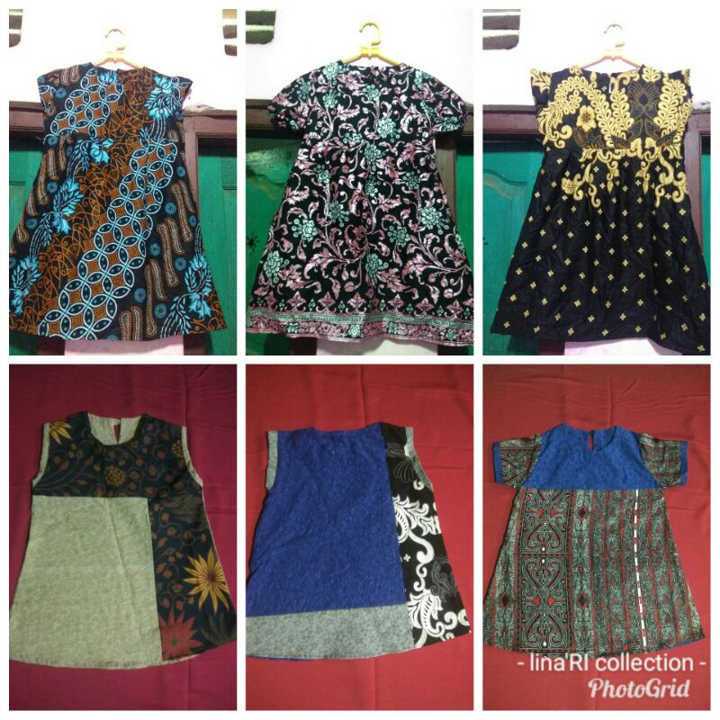dress batik anak kombinasi (motif random/acak)