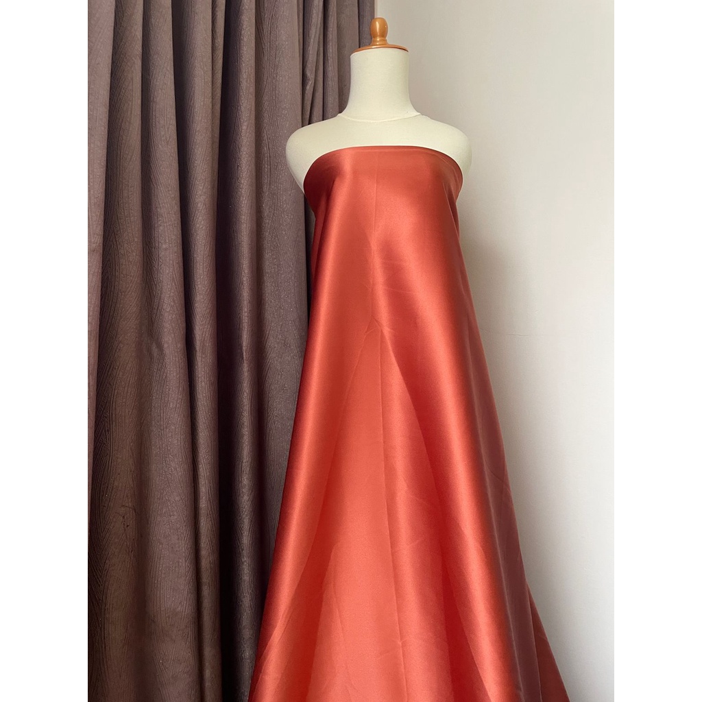 Bahan Kain Satin Velvet Premium Warna Rose Bronze Terracota Terakota Furing Kebaya Bridesmaid