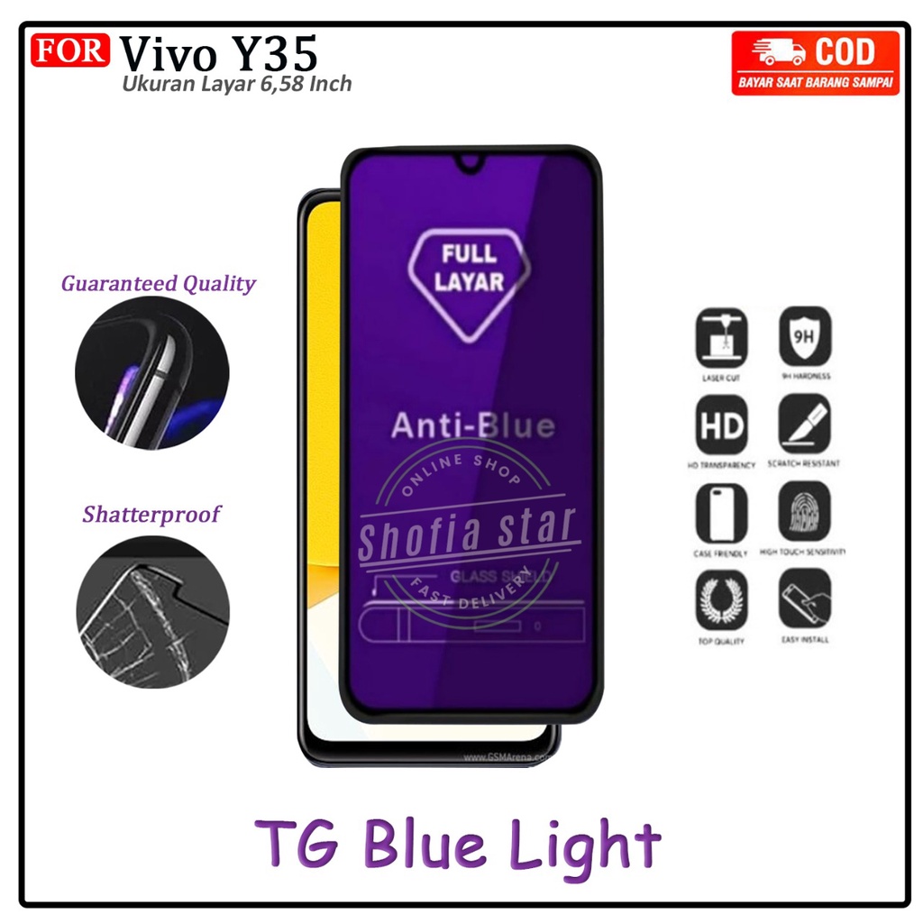 Tempered Glass Bening Vivo Y36 Y35 Tg Layar Anti Gores Kaca Full Cover