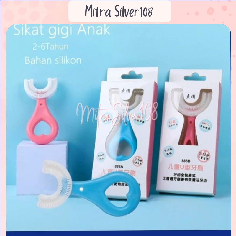 [MS108] PR 23 Sikat Gigi Bentuk U Bahan Silikon Untuk Anak Bayi 2-6 tahun