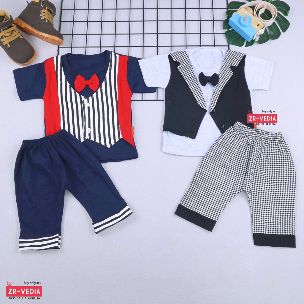 Setelan Rompi Baby Colin uk 3-18 Bulan / Export Class Set Baju Bayi Laki Kaos Lengan Rompi Celana