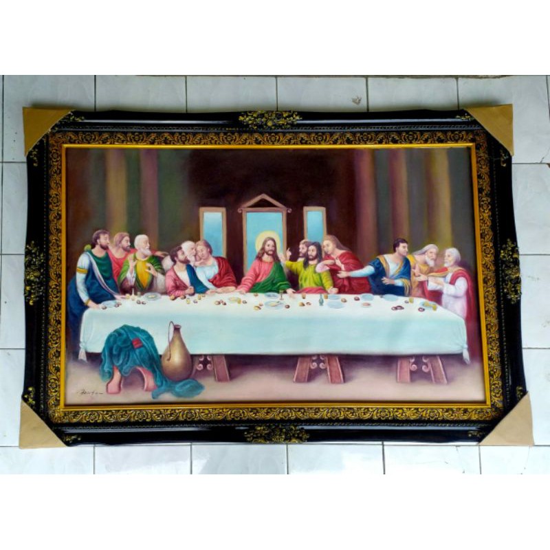 lukisan perjamuan kudus lukisan asli bukan print atau cetakan