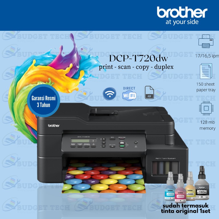 Printer Brother DCP-T720DW T720W T720 Inkjet Wireless Print Multifunction ADF Duplex Printer ( print  scan copy ) Garansi Resmi