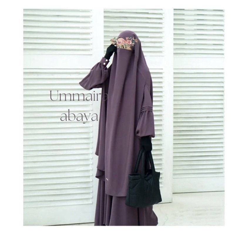 ❌ SOLD ❌❌NEW WITH TAG preloved satu set FK gamis dress elkaff ummaira abaya size XS fit to S eggplan