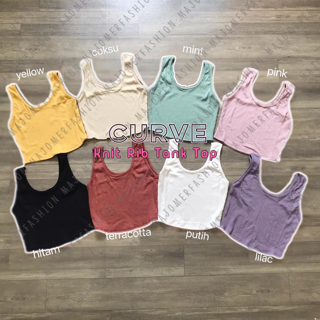 MAJOMER ® | CURVE KNIT RIB TANK TOP - CROP TOP KOREA