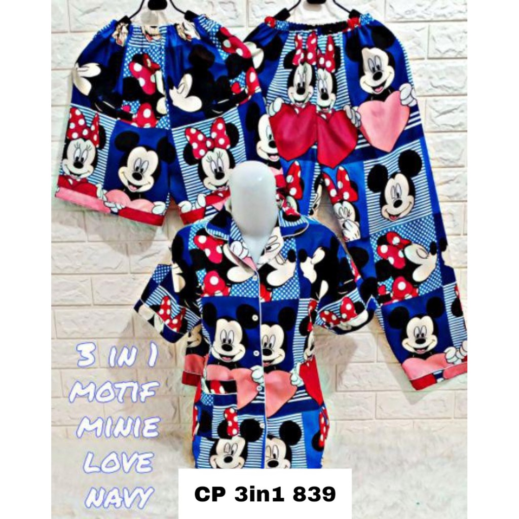 Baju tidur wanita dewasa 3 in 1 / Piyama wanita CP 3 in 1