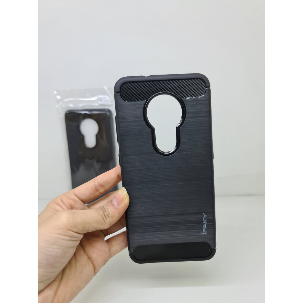 iPaky Carbon Nokia 7.2 6.3 inch Slim Fit Carbon Soft Case Nokia 7.2 Fiber Multi Carbon ANTI MELAR