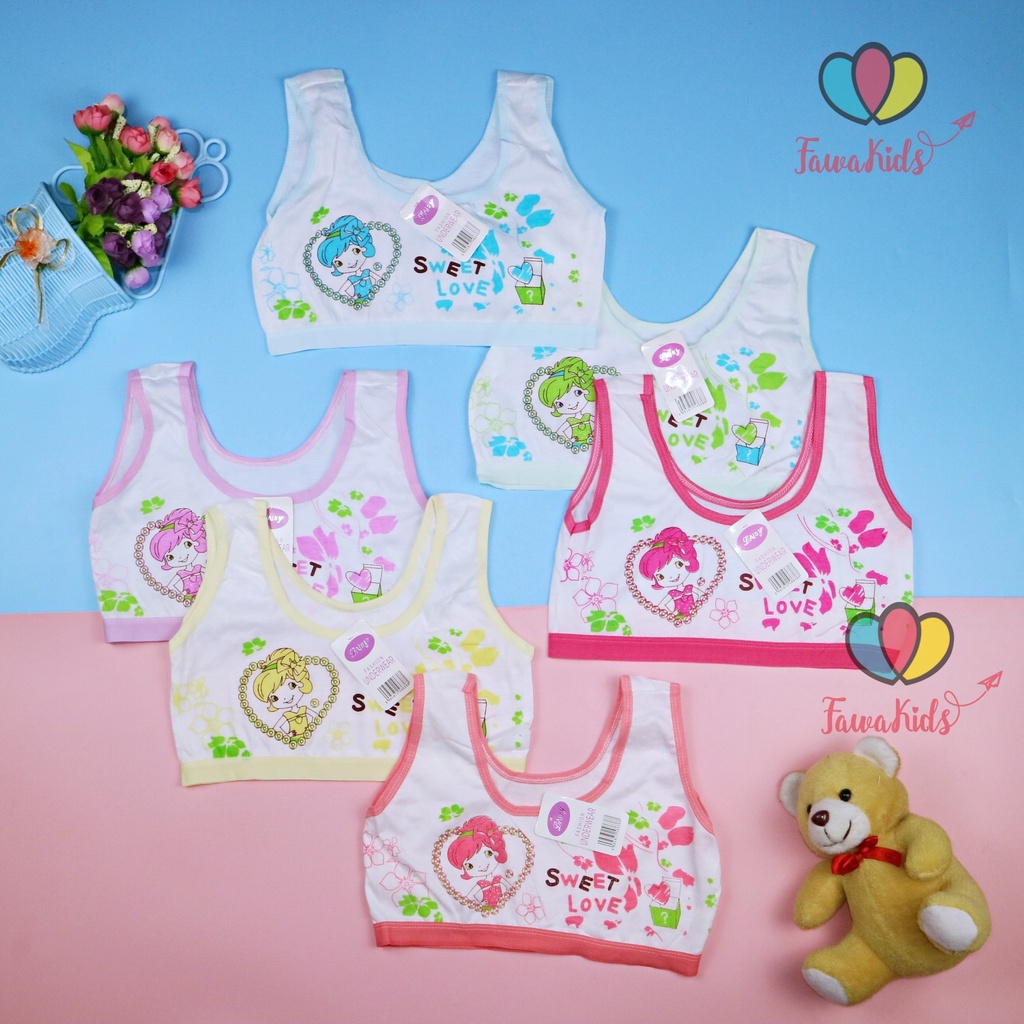 (Dasar Putih) Miniset Perempuan / Pakaian Dalan Anak Perempuan Mini Set Kartun Import Cewek Anak SD