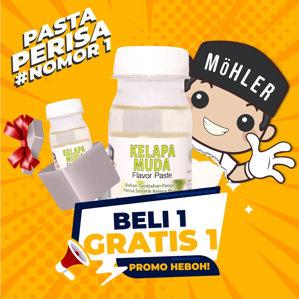 MOHLER Pasta perisa pewarna KELAPA MUDA / YOUNG COCONUT (KLIK KOMBO HEMAT UNTUK BELI 1 GRATIS 1)