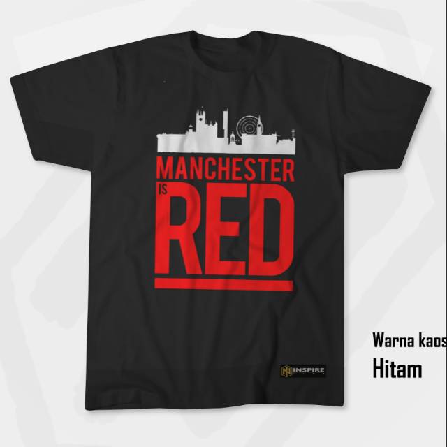 Kaos/tshirt hitam manchester united, manchester is red