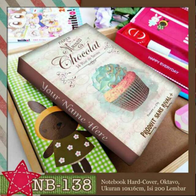 

Aneka Custom Notebook motif Cupcake Pattiserie Cake Macarons free tambah nama