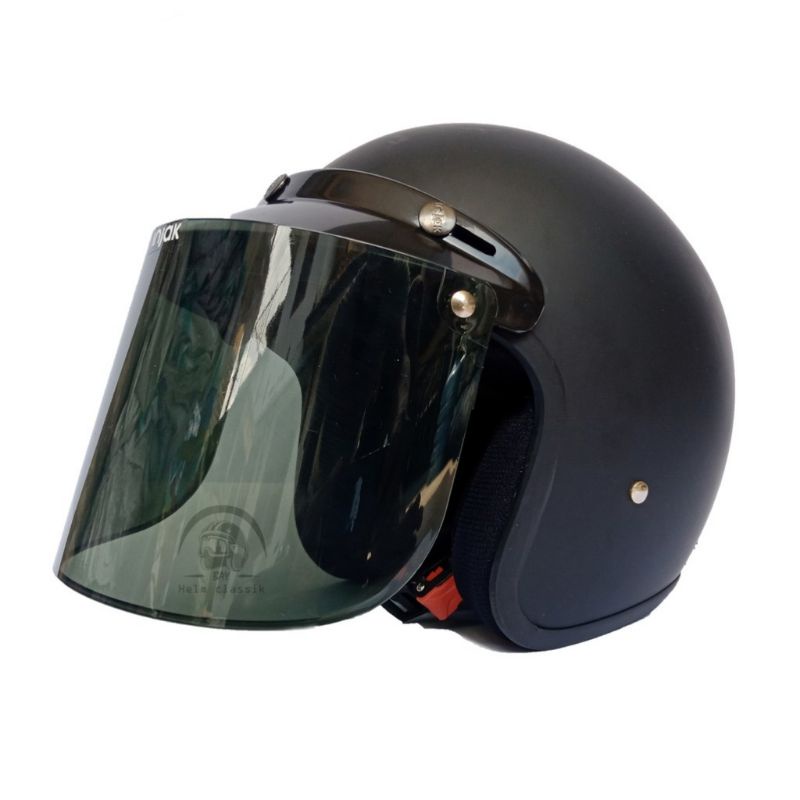 helm BOGO retro polos hitam dop