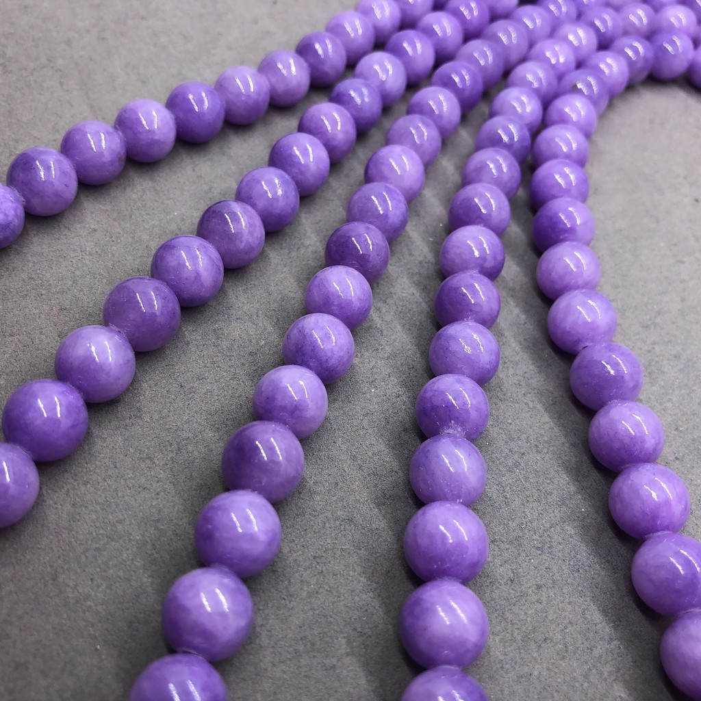 BISA COD Yellow Jade Beads 4-12mm Round Natural Loose Purple Chalcedony Stone Bead DIY