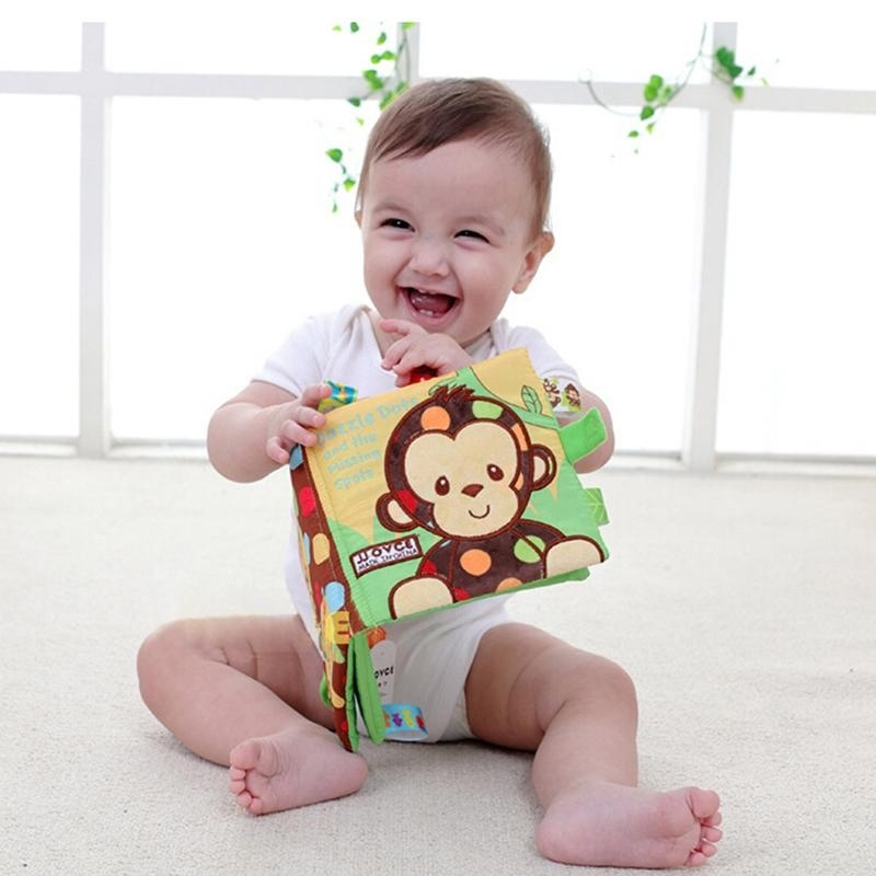 Mainan Buku Kain Gambar Hewan Anjingmonyet Untuk Perkembangan Kecerdasan Bayi