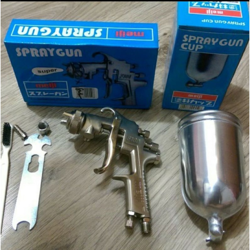 Spray Gun Meiji F100 Tabung Atas/ Cat Semprot 400ml Original Meiji Taiwan/ Alat Semprot Cat Nozzle S