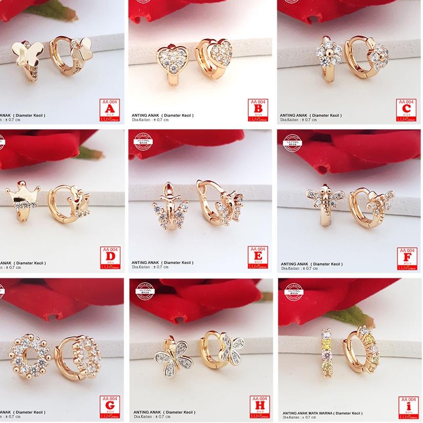 Terbaik.. AA 004 Anting Xuping Anak Diaameter Kecil Anting Ceplik Anak Mata Warna Perhiasan Anak Lap