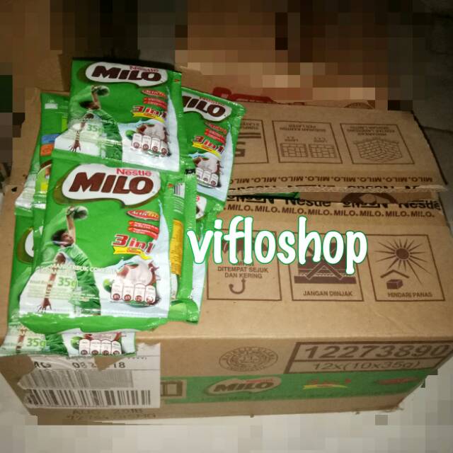 

Kardusan & Eceran Susu Milo 3 in 1 Kemasan Sachet (35 gr x 10 sct)