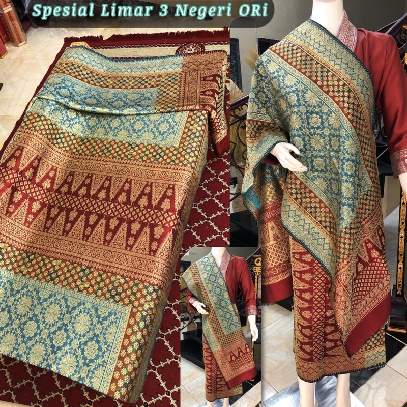 Spesial Songket Limar 3 Negeri ORI /Hijau/ songket tenun asli palembang /ilham songket palembang