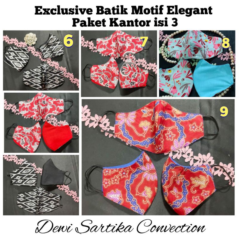 Masker Batik elegant untuk Kantor isi 3