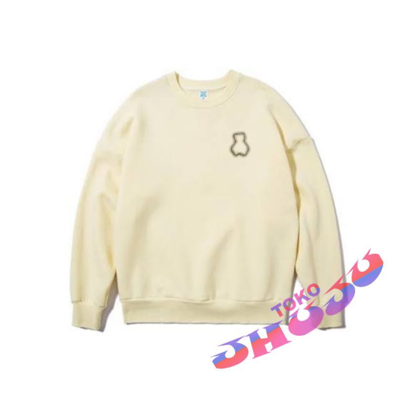 (Versi) Basic Sweater Treasure Doyoung Lis Beruang Sablon Cream