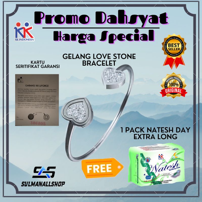 Gelang KK Liforce Loves Stone Bracelet Free 1 Pack Natesh Extra Long