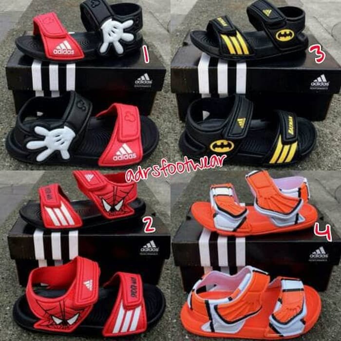 Sandal anak Adidas batman nemo spiderman micky mouse import q4