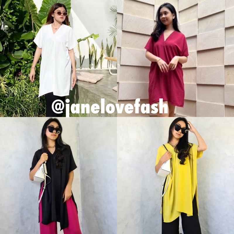 LONG SQUARE | ATASAN WANITA | Nagita Long Square Terbaru Airflow Crinkle Blouse Atasan Big Size Wanita Oversized Top Cewek Kasual Bisa COD