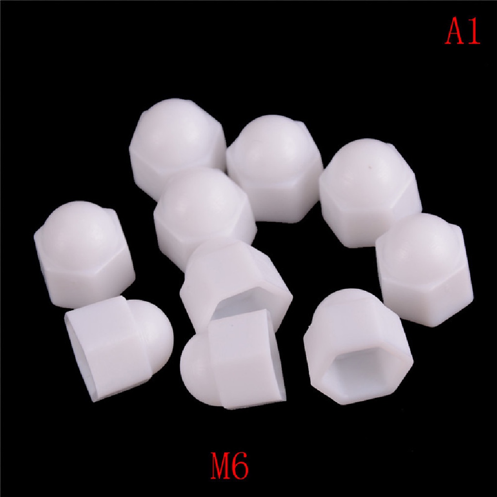 10x M6 M8 M10 M12 Pelindung Mur Baut Hexagon Warna Putih