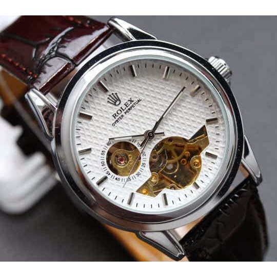 Promo Jam Tangan Rolex Skeleton Carrera Kulit Automatic