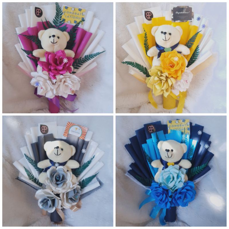 Buket Bunga Kertas Dan Boneka Wisuda - Buket Boneka Wisuda