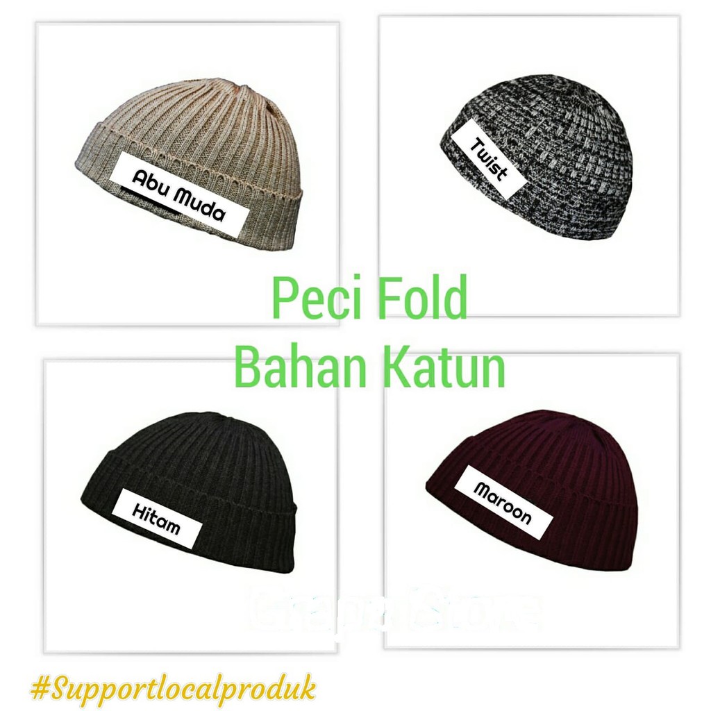 Topi / Peci Kupluk Pria / Perlengkapan Sholat / Peci Rajut / Peci Fold