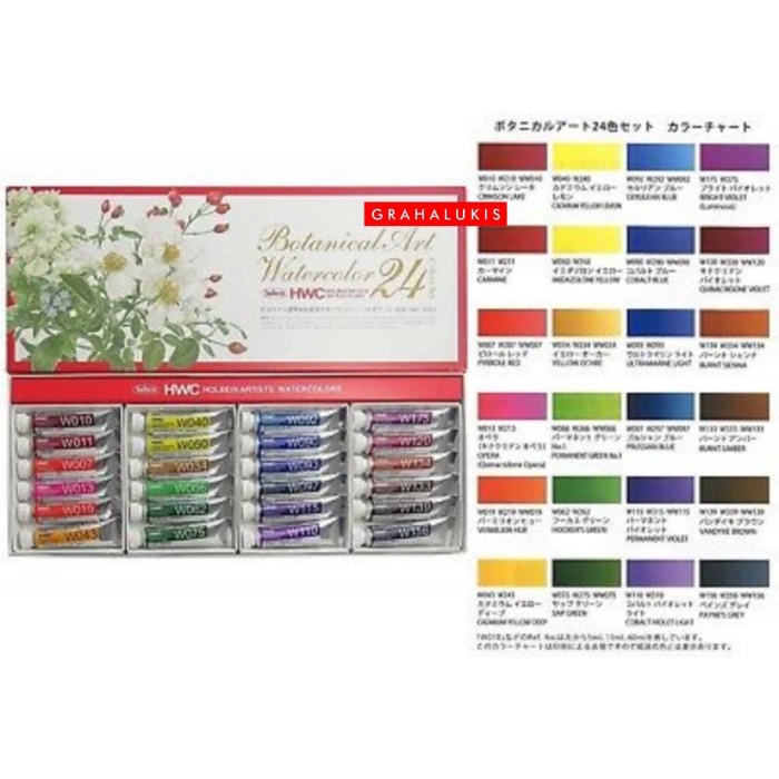 

Holbein Artists' Water Colors W455 Botanical Art Set 24 Colors 5ml