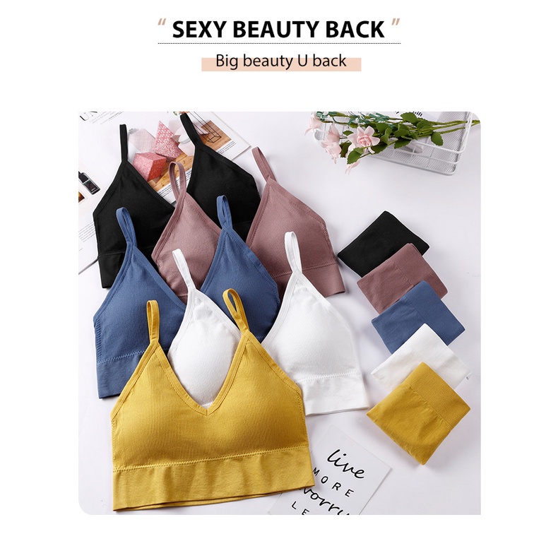 Pakaian Dalam Bra Set BH Setelan Dalaman Brief Set Tanpa Kawat Thong Lingerie Brallete Katun Wanita Dalika