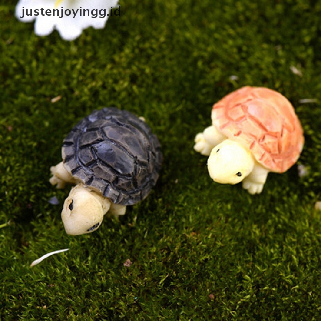 // justenjoyingg.id // 2pcs Miniature Dollhouse Bonsai Fairy Garden Landscape DIY Tortoise Decor ~