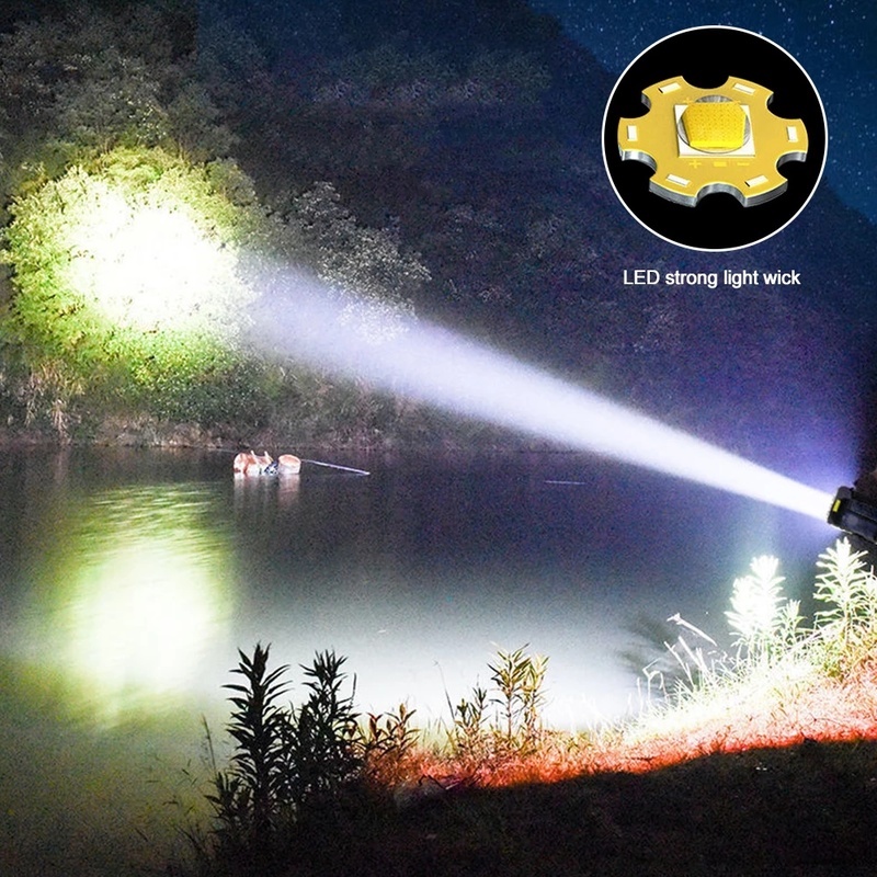 Lampu Senter LED High Power Tenaga Surya Rechargeable Multifungsi Untuk Camping Outdoor