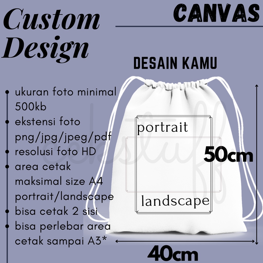 (40x50) CUSTOM TAS SERUT / STRINGBAG / TAS GENDONG/RANSEL KANVAS SATUAN MURAH. CUSTOM TOTEBAG SEKOLAH / TOTEBAG KULIAH / TAS KULIAH / TAS SEKOLAH