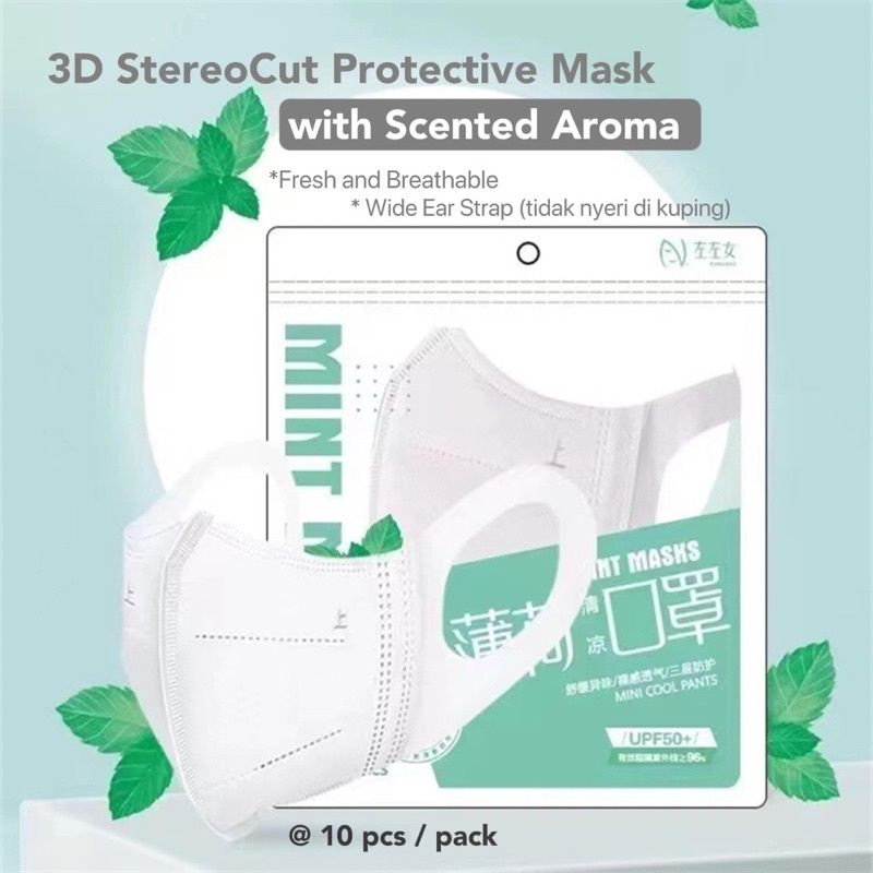 5PCS MASKER DEWASA 3D STEREO DUCKBILL TALI LEBAR HITAM PUTIH POLOS DENGAN AROMATHERAPY AROMA MASK CO