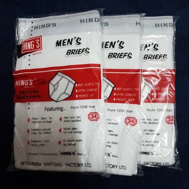 3 pc Celana dalam pria merk Hing uk. 32, 34, 36