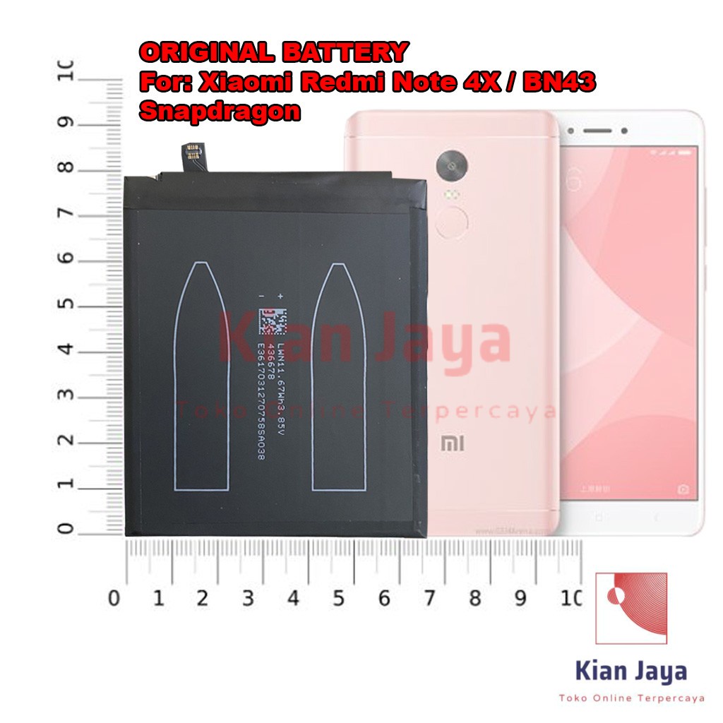 [Garansi 100% Ori] Baterai Xiaomi Redmi Note 4x BN43 Snapdragon Batre Batrai Battery Hp Xiao Mi BN 43 Original