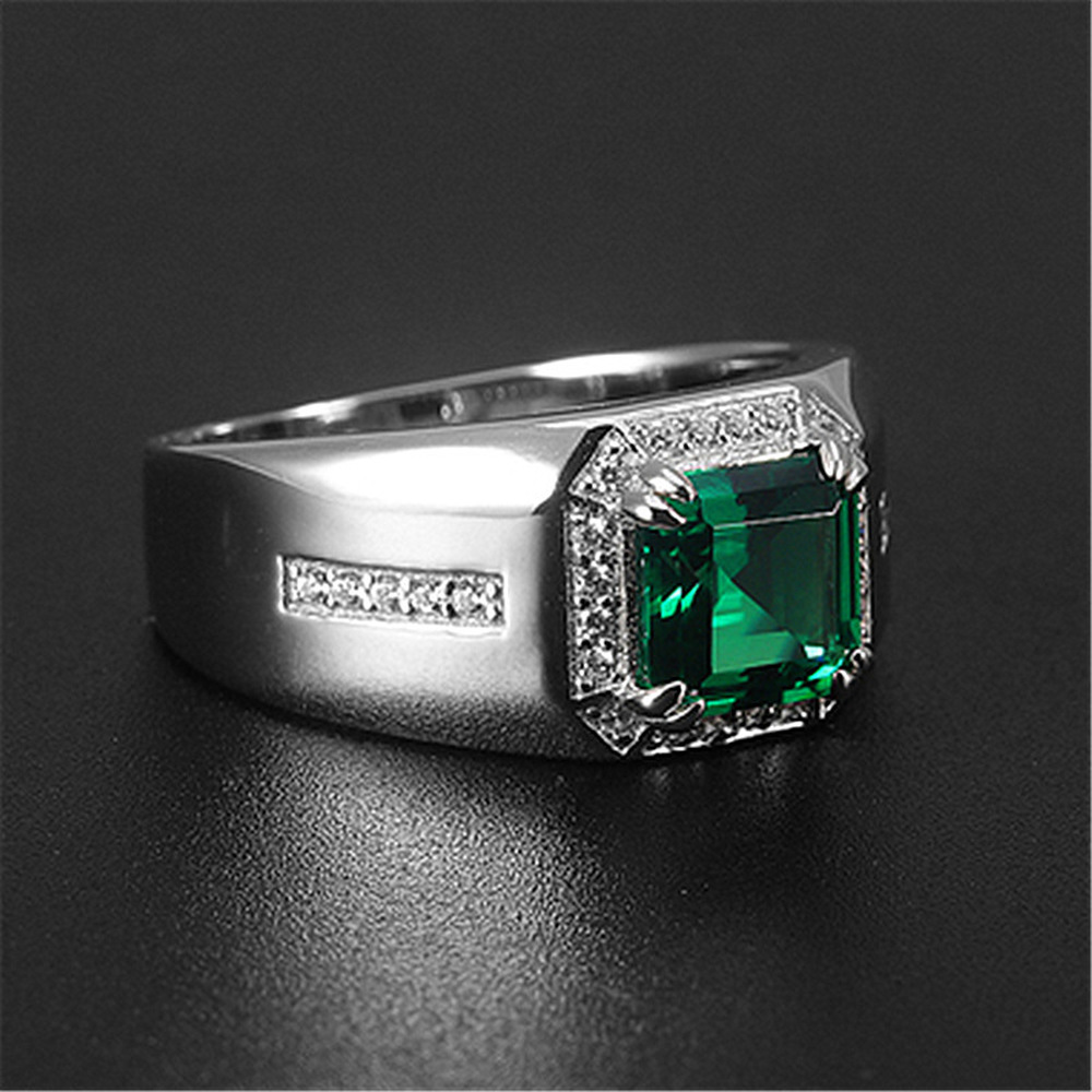 Cincin Berlian Zamrud Platinum Safir Perak Fashion Pria Wanita Kristal Rings