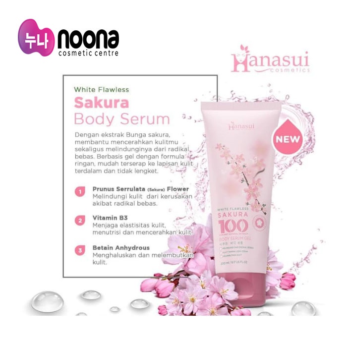 HANASUI WHITE FLAWLESS SAKURA 100 PERCENT BODY SERUM GEL 200ML/N005905