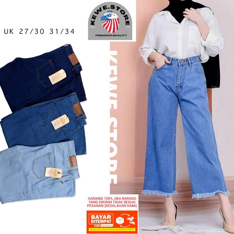 DricoJeans Celana panjang kulot rumbai cewek wanita 3116