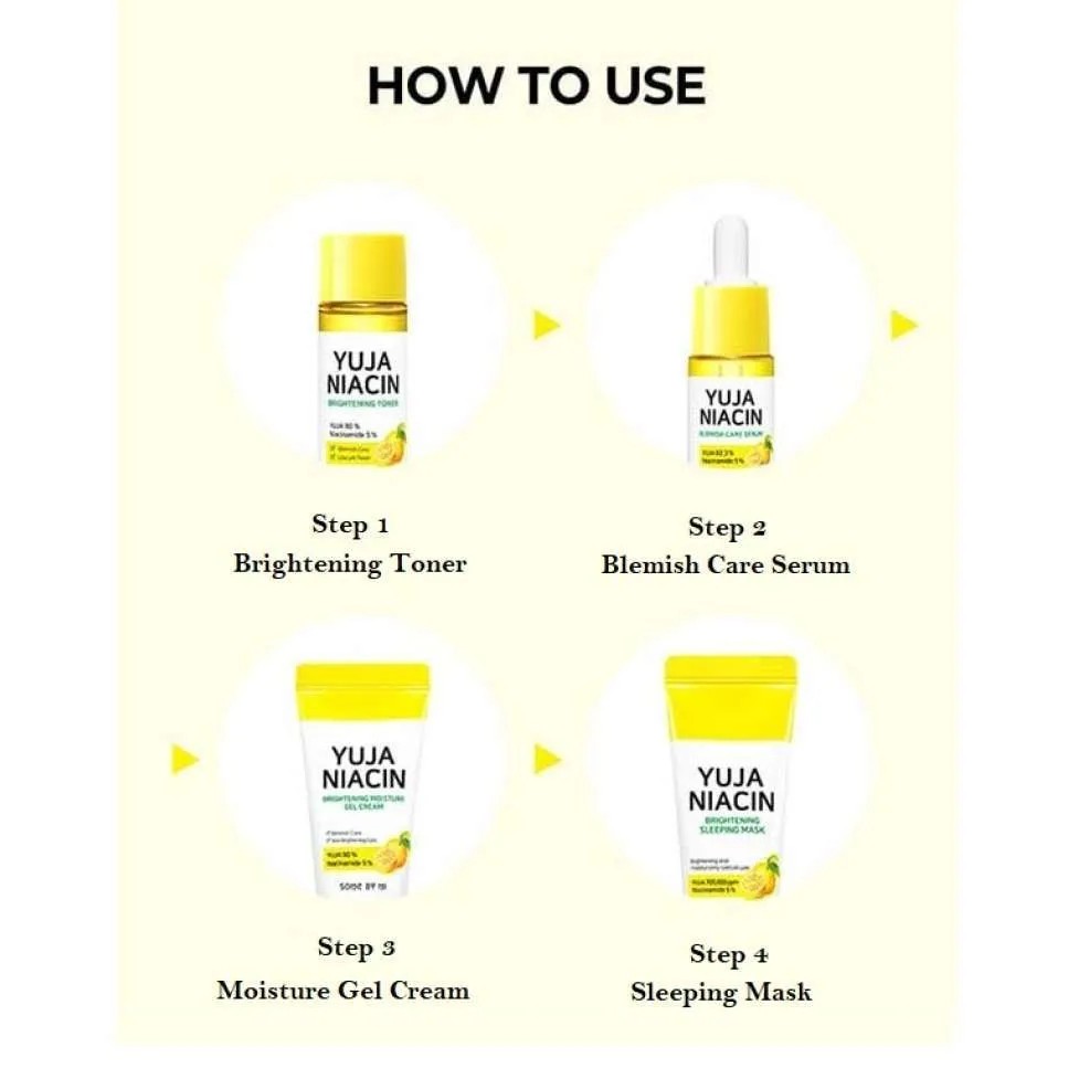 DIJAMIN ORIGINAL - Somebymi YUJA NIACIN Brightening Starter Kit (4 Item) - Some By Mi Kuning Me Mini