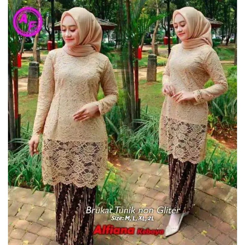 KEBAYA TUNIK BROKAT NON GLITTER / SET KEBAYA MODERN / TUNIK BRUKAT / SETELAN KEBAYA BROKAT TUNIK JUMBO