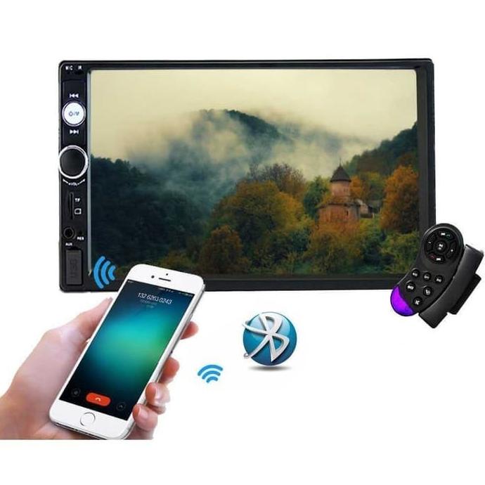 Head Unit Double Din LED Mobil with Mirror Link Android rod4 Kualitas Baik